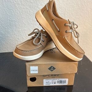 Sperry Kid’s Fairwater Plushwave Tan Shoes - size 1 m